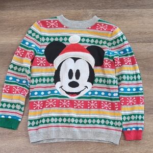 Disney Mickey Mouse Holiday Christmas Sweater - Red, Green, Yellow Sz 7/8